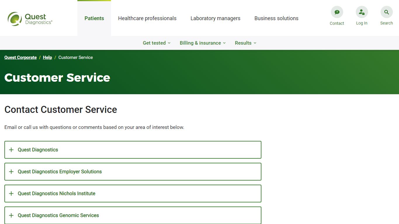 Customer Service | Quest Diagnostics