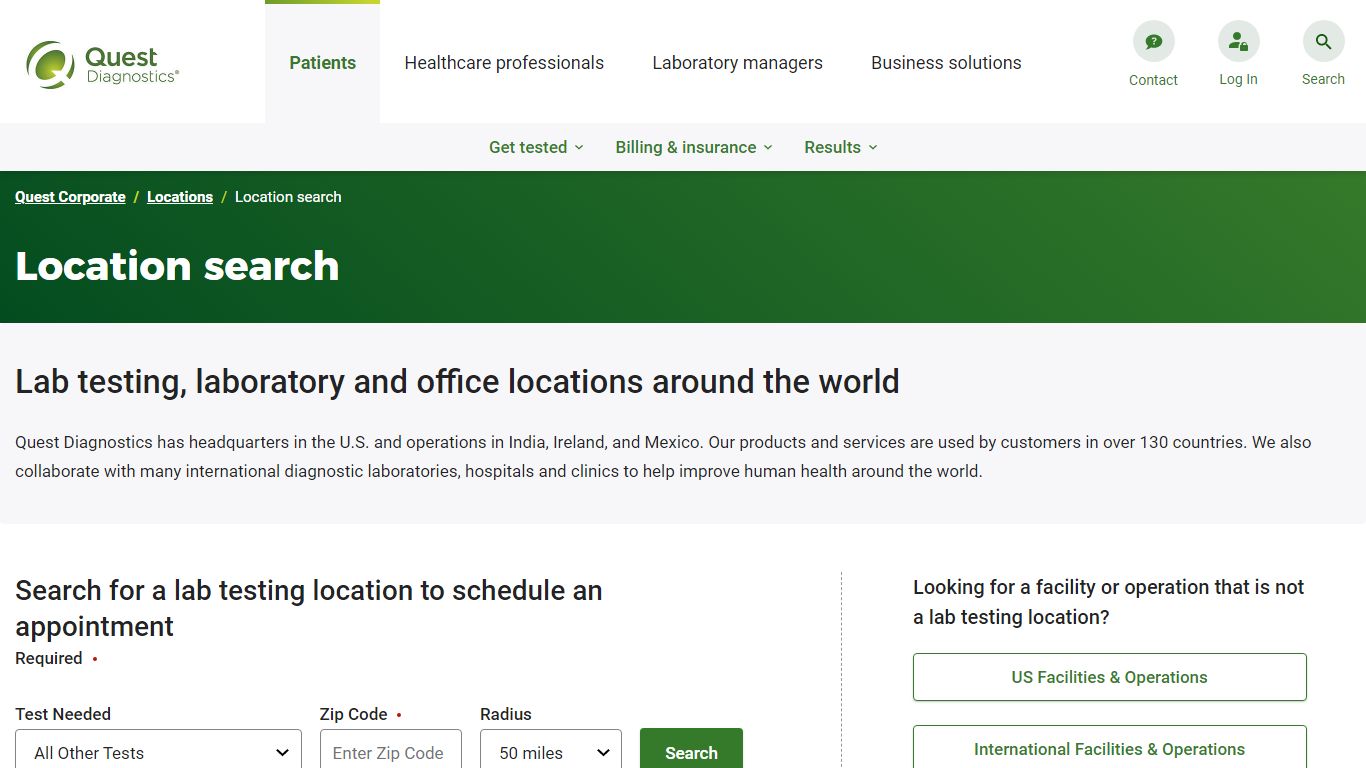 Location search | Quest Diagnostics